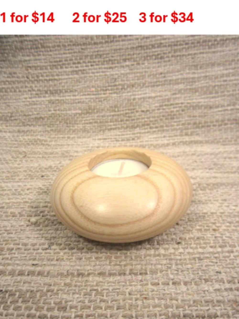 NEW Oak or Ash Wood Turned Tea Light Candle Holder Contemporary MCM Round Lite